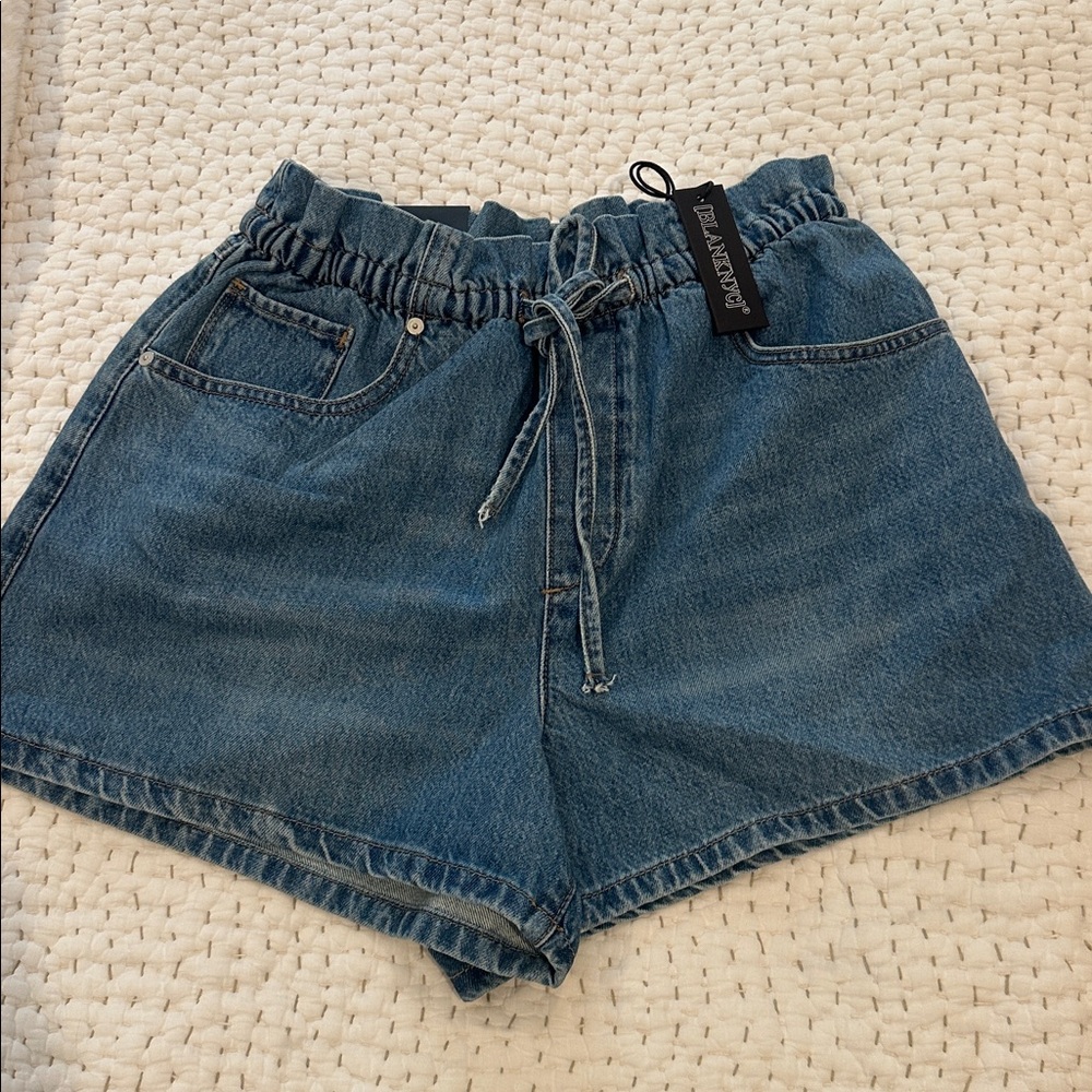 Blank NYC Light Blue Denim Drawstring Shorts